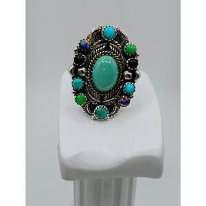 Contemporary Flower Turquoise Ring Adjustable